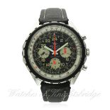 A RARE GENTLEMAN'S STAINLESS STEEL BREITLING NAVITIMER 24 HOUR COSMONAUTE CHRONOGRAPH WRIST WATCH