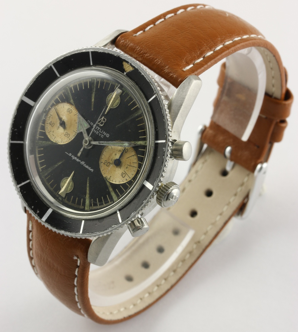 A RARE GENTLEMAN'S STAINLESS STEEL BREITLING SUPEROCEAN CHRONOGRAPH WRIST  WATCH CIRCA 1960, REF.