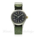 A GENTLEMAN'S STAINLESS STEEL BRITISH MILITARY HAMILTON R.A.F. PILOTS WRIST WATCH CIRCA 1960s
D: