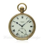 A GENTLEMAN'S 9CT SOLID GOLD J.W.BENSON OPEN FACE POCKET WATCH CIRCA 1930
D: White enamel dial