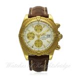 A GENTLEMAN'S 18K SOLID GOLD BREITLING CHRONOMAT EVOLUTION CHRONOGRAPH WRIST WATCH CIRCA 2005,