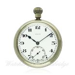 A GENTLEMAN'S NICKEL CASED ROLEX BRITISH MILITARY POCKET WATCH CIRCA 1930s
D: White enamel dial with
