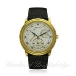 A FINE GENTLEMAN'S 18K SOLID GOLD AUDEMARS PIGUET DUAL TIME WRIST WATCH DATED 1991, REF. BA25685/