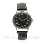 A RARE GENTLEMAN'S STAINLESS STEEL OMEGA CHRONOMETER WRIST WATCH CIRCA 1944, REF. 2410-1
D: Black