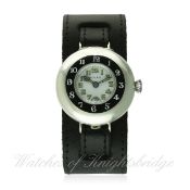 A RARE GENTLEMAN'S SOLID SILVER ROLEX HALF HUNTER WRIST WATCH CIRCA 1918
D: White enamel dial with