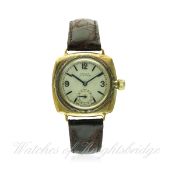 A GENTLEMAN'S 9CT SOLID GOLD ROLEX OYSTER "CUSHION" WRIST WATCH DATED 1936 FROM CASE BACK