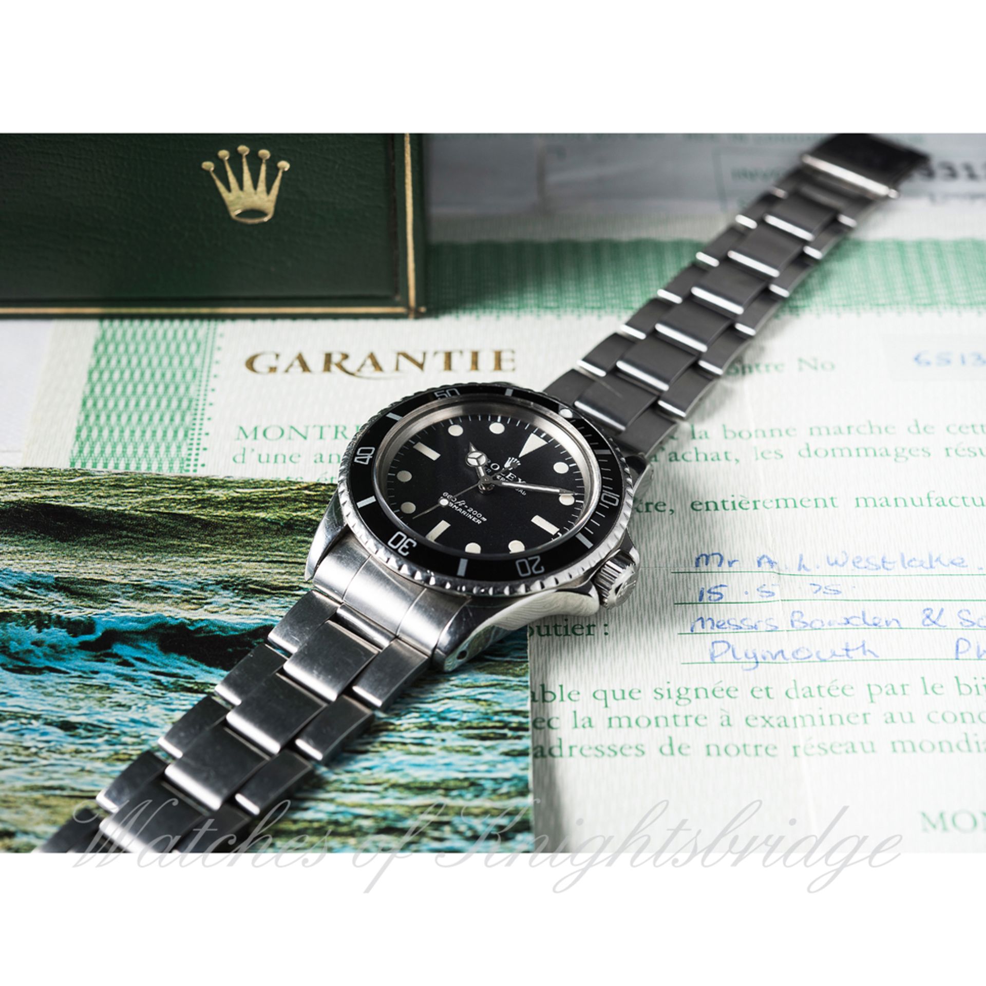A GENTLEMAN'S STAINLESS STEEL ROLEX OYSTER PERPETUAL SUBMARINER BRACELET WATCH DATED 1975, REF. 5513 - Image 2 of 2