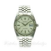A RARE GENTLEMAN'S STAINLESS STEEL ROLEX OYSTER PERPETUAL DATEJUST "TURN O GRAPH" BRACELET WATCH