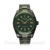 A GENTLEMAN'S CUSTOMISED BLACK COATED STAINLESS STEEL ROLEX OYSTER PERPETUAL "GREEN GLASS"