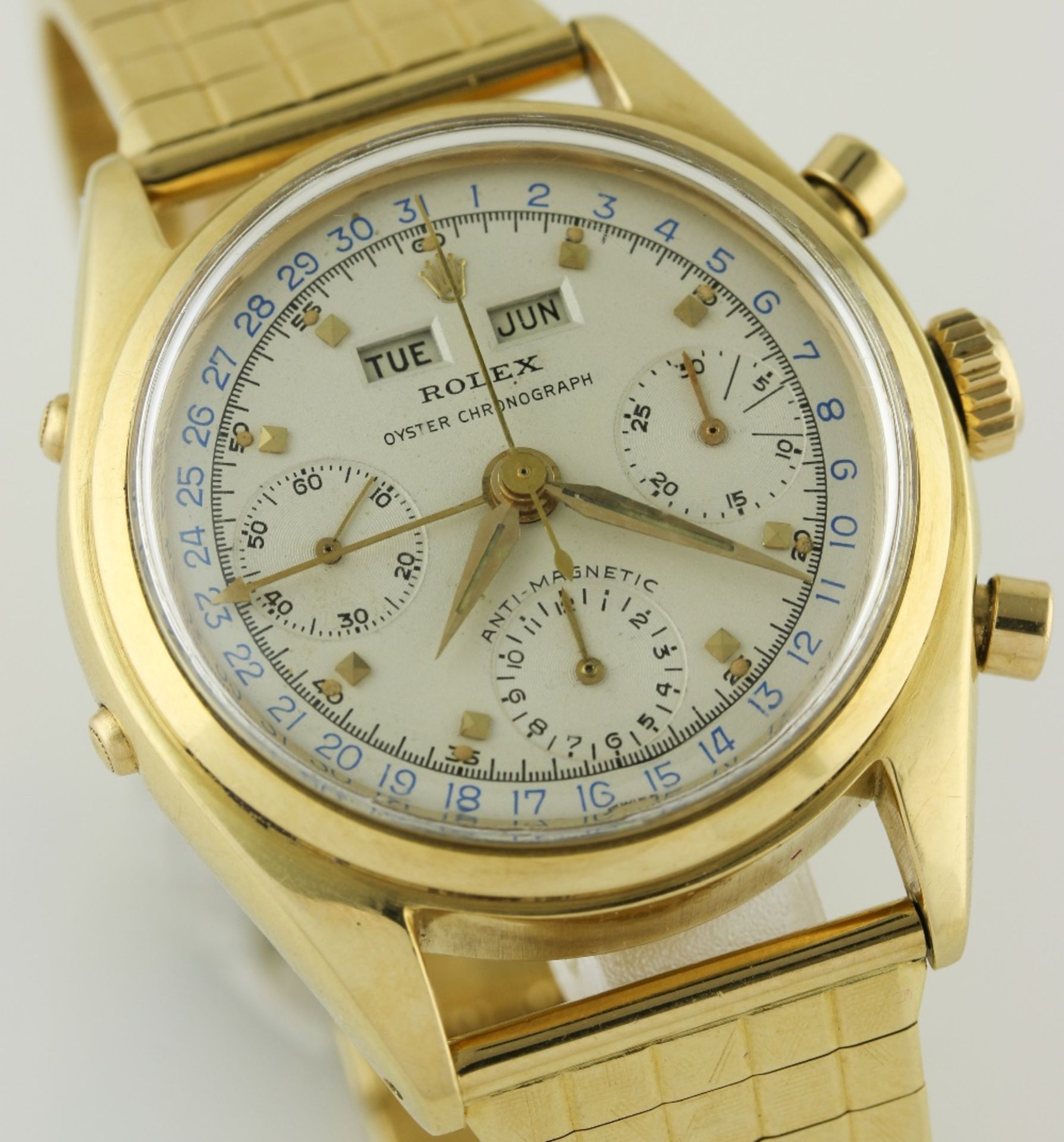 A FINE & RARE GENTLEMAN'S 18K SOLID GOLD ROLEX "JEAN-CLAUDE KILLY" OYSTER TRIPLE CALENDAR ANTI- - Image 6 of 13