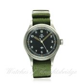 A GENTLEMAN'S STAINLESS STEEL BRITISH MILITARY R.A.F. OMEGA PILOTS WRIST WATCH DATED 1953, REF.