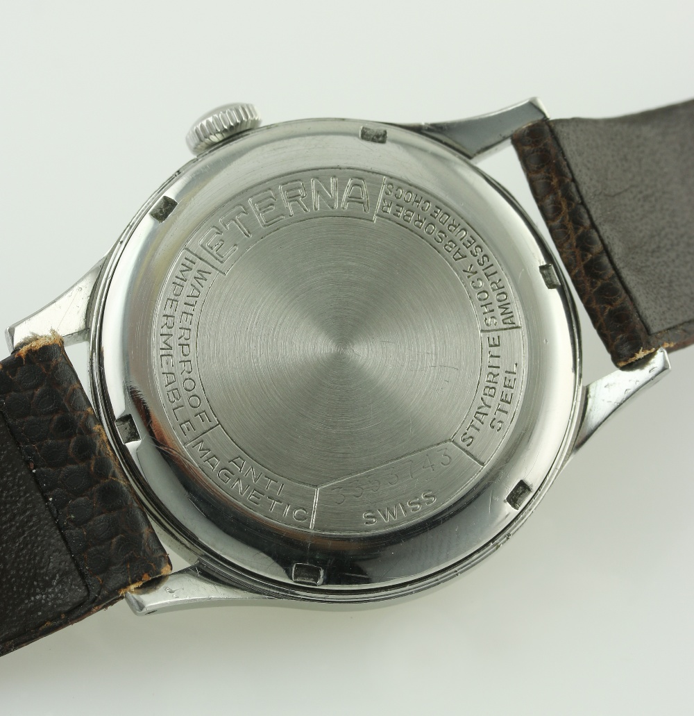 A GENTLEMAN'S STAINLESS STEEL ETERNA WRIST WATCH CIRCA 1940s D: Silver dial with Arabic numerals, - Image 5 of 7