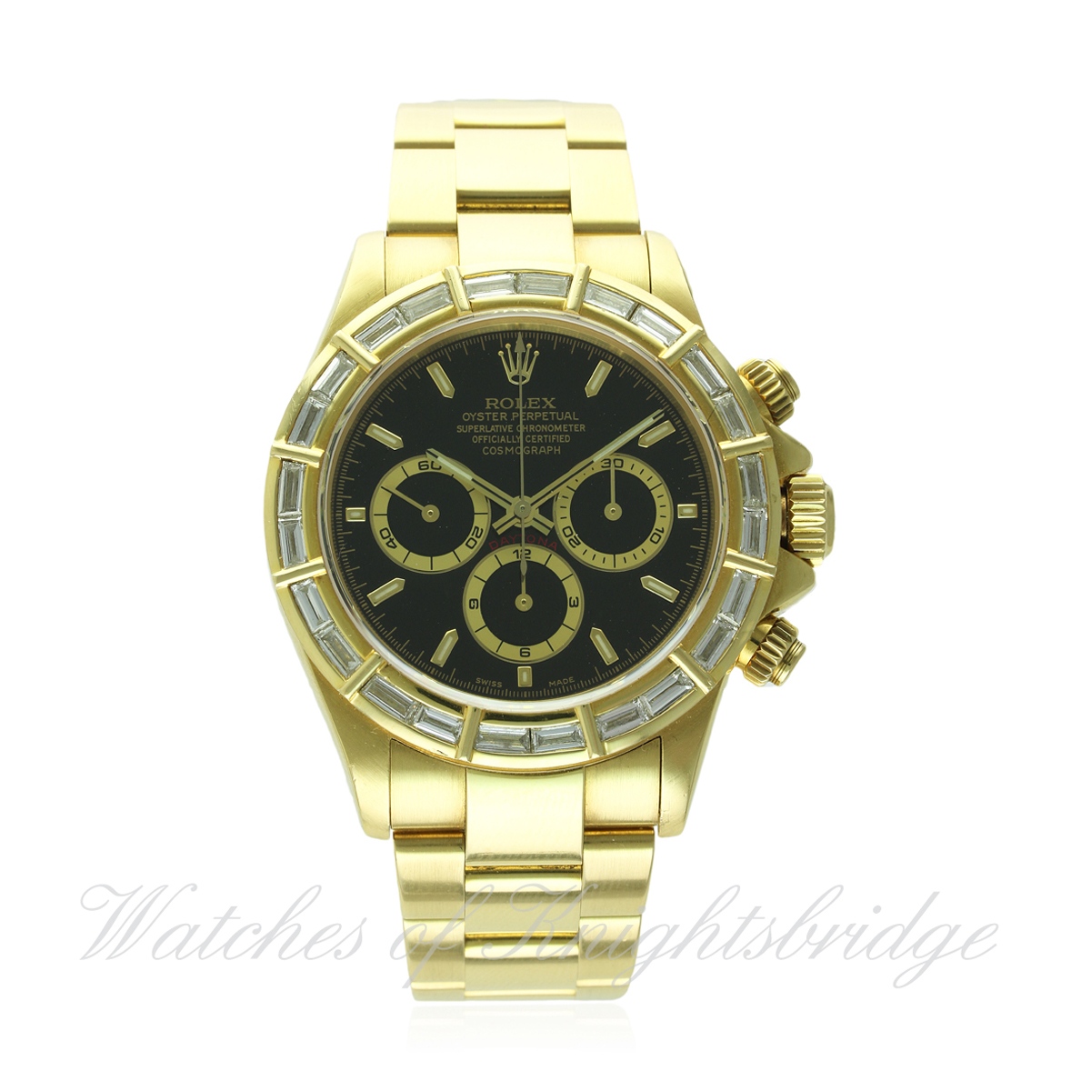 A GENTLEMAN'S 18K SOLID GOLD ROLEX OYSTER PERPETUAL COSMOGRAPH DAYTONA BRACELET WATCH CIRCA 1991,