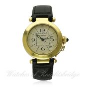 A GENTLEMAN'S LARGE SIZE 18K SOLID GOLD CARTIER PASHA AUTOMATIC WRIST WATCH CIRCA 2004, REF. 1991 D: