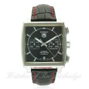 A GENTLEMAN'S STAINLESS STEEL TAG HEUER MONACO AUTOMATIC CHRONOGRAPH WRIST WATCH CIRCA 2010, REF.