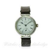 A GENTLEMAN'S SOLID SILVER ROLEX WRIST WATCH CIRCA 1920s
D: White enamel dial with Roman numerals,