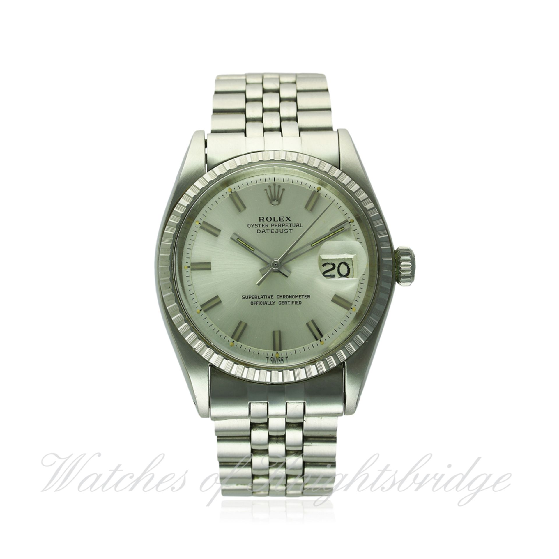 A RARE GENTLEMAN'S STAINLESS STEEL ROLEX OYSTER PERPETUAL DATEJUST BRACELET WATCH CIRCA 1971, REF.