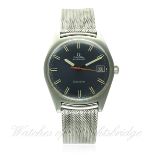 A GENTLEMAN'S STAINLESS STEEL OMEGA GENEVE AUTOMATIC BRACELET WATCH CIRCA 1969, REF. 166.041
D: Blue