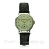 A GENTLEMAN'S SMALL STAINLESS STEEL JAEGER LECOULTRE WRIST WATCH DATED 1940 FROM CASE BACK