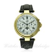 A RARE GENTLEMAN'S 18K SOLID GOLD DUNHILL AUTOMATIC MOON PHASE TRIPLE CALENDAR CHRONOGRAPH WRIST