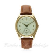 A GENTLEMAN'S LARGE SIZE 18K SOLID PINK GOLD VACHERON & CONSTANTIN WRIST WATCH CIRCA 1950s
D: Silver