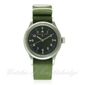 A GENTLEMAN'S STAINLESS STEEL BRITISH MILITARY R.A.F. IWC MARK 11 PILOT'S WRIST WATCH DATED 1952