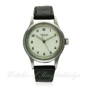 A RARE GENTLEMAN'S STAINLESS STEEL BRITISH MILITARY R.A.F. IWC MARK 11 PILOT'S WRIST WATCH DATED