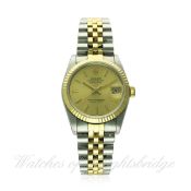 A MID SIZE STEEL & GOLD ROLEX OYSTER PERPETUAL DATEJUST BRACELET WATCH DATED 1991, REF. 68273 WITH