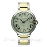 A GENTLEMAN'S LARGE SIZE STEEL & GOLD CARTIER BALLON BLEU AUTOMATIC BRACELET WATCH CIRCA 2007 D: