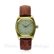 A GENTLEMAN'S 9CT SOLID GOLD ROLEX OYSTER PERPETUAL "BUBBLE BACK" CHRONOMETER WRIST WATCH CIRCA