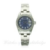A LADIES CUSTOMISED STAINLESS STEEL ROLEX OYSTER PERPETUAL DATEJUST BRACELET WATCH CIRCA 1997,