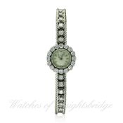 A FINE LADIES 18K SOLID WHITE GOLD & DIAMOND JAEGER LECOULTRE BRACELET WATCH CIRCA 1960s D: Silver