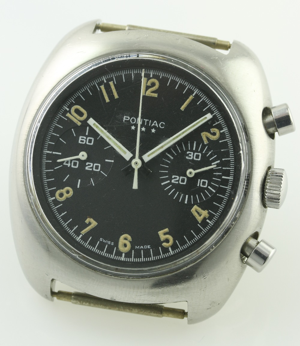 A RARE GENTLEMAN'S STAINLESS STEEL BELGIUM MILITARY PILOTS PONTIAC CHRONOGRAPH WRIST WATCH CIRCA - Image 2 of 7