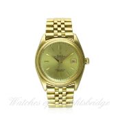 A RARE GENTLEMAN'S 18K SOLID GOLD ROLEX OYSTER PERPETUAL "OVETTONE" DATEJUST BRACELET WATCH CIRCA
