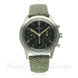 A RARE GENTLEMAN'S STAINLESS STEEL BREITLING AVI CHRONOGRAPH WRIST WATCH CIRCA 1950s, REF. 765 FIRST