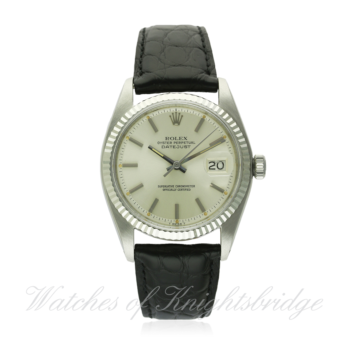 A GENTLEMAN'S STEEL & WHITE GOLD ROLEX OYSTER PERPETUAL DATEJUST WRIST WATCH CIRCA 1970, REF. 1601