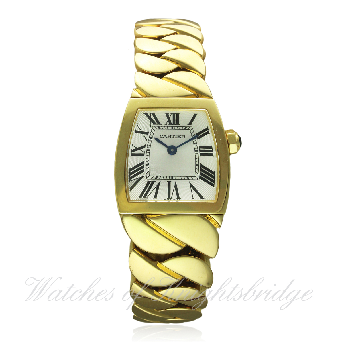 A FINE LADIES 18K SOLID GOLD CARTIER LA DONA BRACELET WATCH CIRCA 2010, REF. 2903 D: Silver sunburst