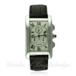 A GENTLEMAN'S 18K SOLID WHITE GOLD CARTIER TANK AMERICAINE WRIST WATCH CIRCA 2001, REF. 2312 WITH
