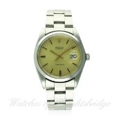 A GENTLEMAN'S STAINLESS STEEL ROLEX OYSTERDATE BRACELET WATCH CIRCA 1970, REF. 6694
D: Champagne