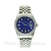 A CUSTOMISED GENTLEMAN'S STAINLESS STEEL ROLEX OYSTER PERPETUAL DATEJUST BRACELET WATCH CIRCA