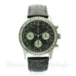 A RARE GENTLEMAN'S STAINLESS STEEL BREITLING NAVITIMER COSMONAUTE WRIST WATCH CIRCA 1960s, REF.