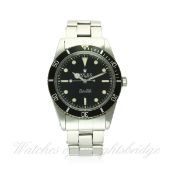 A RARE GENTLEMAN'S STAINLESS STEEL ROLEX OYSTER PERPETUAL "NON-SHOULDERED" SUBMARINER BRACELET WATCH
