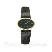 A LADIES 18K SOLID GOLD ROLEX WRIST WATCH CIRCA 1970s
D: Black dial with gilt batons. M: 18 jewel