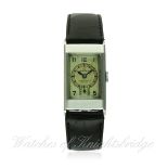 A GENTLEMAN'S STAINLESS STEEL RECTANGULAR OMEGA WRIST WATCH CIRCA 1935, REF. 8960455 RETAILED BY