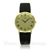 A GENTLEMAN'S 14K SOLID GOLD OMEGA WRIST WATCH CIRCA 1974, REF. D 6672 / 354441
D: Champagne dial