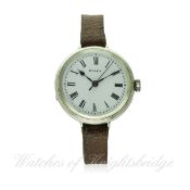 A GENTLEMAN'S SOLID SILVER ROLEX CENTRE SECONDS WRIST WATCH CIRCA 1920s
D: White enamel dial with