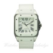 A MID SIZE STAINLESS STEEL CARTIER SANTOS 100 AUTOMATIC WRIST WATCH CIRCA 2008, REF. 2878 D: White
