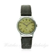 A GENTLEMAN'S SMALL STAINLESS STEEL ROLEX SHOCK RESISTING WRIST WATCH CIRCA 1950, REF. 3044
D: