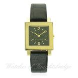 A GENTLEMAN'S 18K SOLID GOLD BULGARI QUADRATO WRIST WATCH CIRCA 1990s, REF. SQ 27 GL
D: Black dial