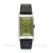 A GENTLEMAN'S SOLID SILVER IWC RECTANGULAR WRIST WATCH CIRCA 1930s D: Silver dial with applied